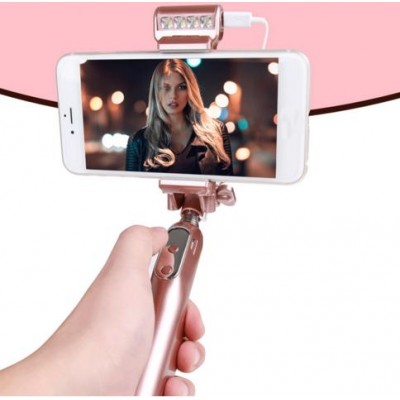 selfie stick with 360 degree Led fill flash light and mirror selfie stick with 360 degree Led fill flash light and mirror